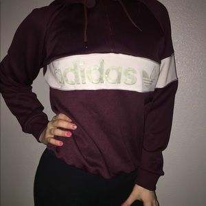 adidas purple reflective half zip hoodie